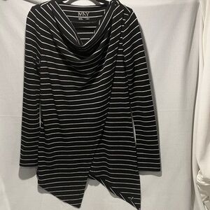 Marc New York Black and White Striped Cowl Neck Sweater